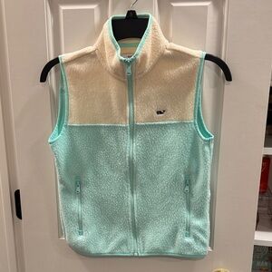 Vineyard Vines Cream and Mint Fleece Vest